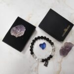 PULSERA  OBSIDIANA & CRISTAL 8MM