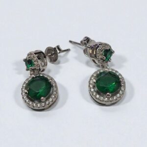 PENDIENTE PLATA DE LEY PIEDRA VERDE ESMERALDA