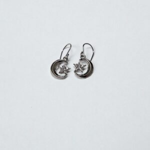 PENDIENTES PLATA  DE LEY MEDIA LUNA CON ESTRELLA